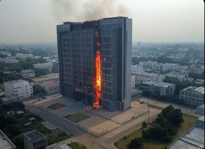 Breaking News: The American Embassy in Ghana is on fire after angry Ghanaians set it ablaze.