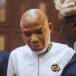 JUST IN: Nnamdi Kanu foams with anger inside court, claiming that what we have in the Nigerian justice system is not a court of law but a shrine of injustice.